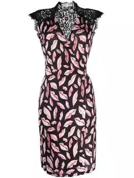 Diane Von Furstenberg платье миди с принтом, черный