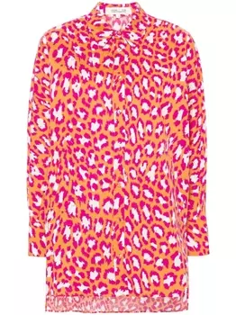 Diane Von Furstenberg рубашка Caleb с леопардовым принтом, оранжевый