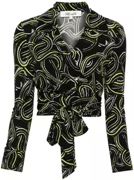 Diane Von Furstenberg укороченный топ с геометричным принтом, черный