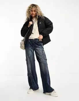 Dickies – Alatna – Черная объемная стеганая куртка с капюшоном