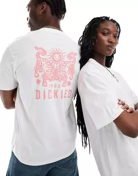 Dickies – бело-розовая футболка с короткими рукавами и тигровым принтом