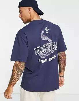 Dickies – Cascade Locks – темно-синяя футболка со змеиным принтом на спине