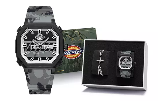 Dickies Наручные часы 499 Collection с кварцевым механизмом, пластиковым ремешком, 45 мм, черный циферблат, мужские часы 220U60LYXCL 449P2 18