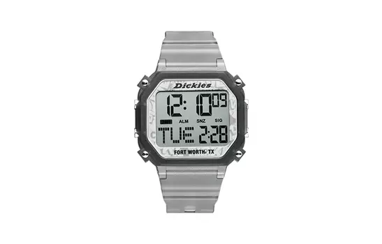 Dickies Наручные часы с электронным механизмом, силиконовым ремешком, белый циферблат, унисекс