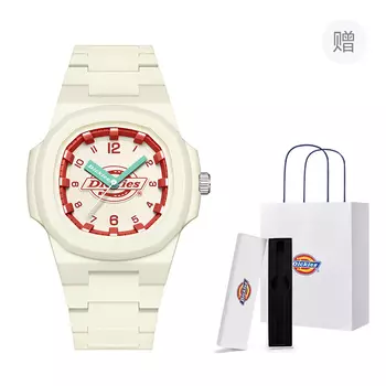 Dickies Наручные часы с кварцевым механизмом, пластиковым ремешком, белым циферблатом, унисекс, праздничный подарок