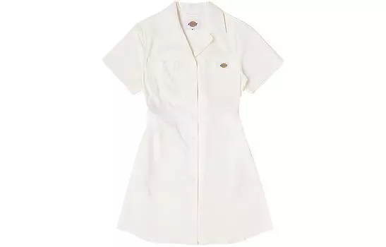 Dickies Платье с короткими рукавами женское, белое, Egret White