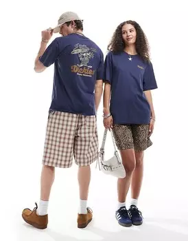 Dickies – Superior – темно-синяя футболка с принтом на спине