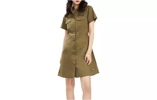 Dickies Женское платье с шортами и рукавами, цвет Army Green