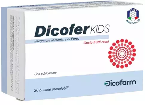 Dicofer Kids 20 пакетиков Железосодержащая добавка для детей Dicofarm