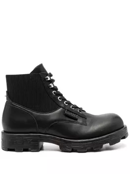Diesel 40mm leather combat boots, черный