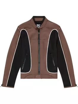 Diesel байкерская куртка J-Blink в стиле колор-блок, коричневый