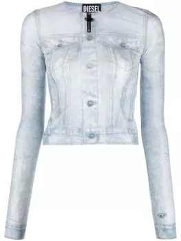 Diesel denim-print second-skin top, синий