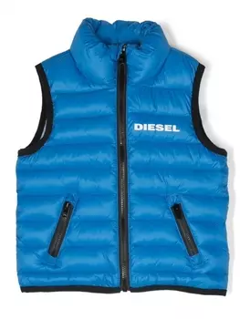 Diesel дутый жилет с логотипом, синий