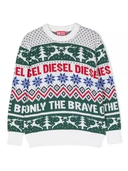 Diesel джемпер Kelly вязки интарсия, белый