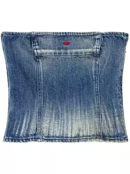 Diesel джинсовый топ с вышитым логотипом, синий