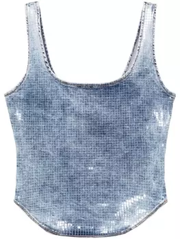 Diesel джинсовый топ с вышивкой Oval D, синий
