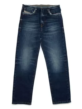 Diesel джинсы с бахромой и вышитым логотипом, синий