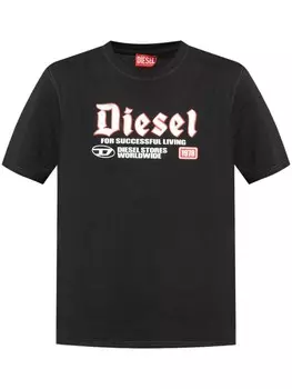 Diesel футболка из хлопка с логотипом, черный