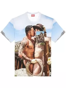 Diesel футболка из органического хлопка с фотопринтом из коллаборации с ToFF, синий