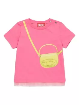 Diesel футболка с эффектом тромплей, розовый