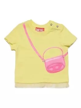 Diesel футболка с эффектом тромплей, желтый