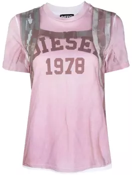 Diesel футболка с графичным принтом, розовый