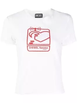 Diesel футболка с пайетками, белый