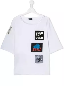 Diesel футболка с вышивкой, белый