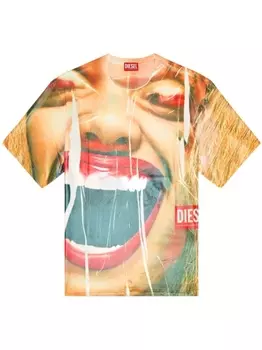 Diesel футболка T-WASBIRCOO с блестками, коричневый