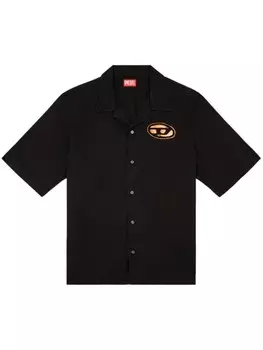 Diesel хлопковая рубашка с вышитым логотипом, черный