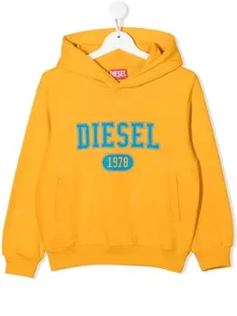 Diesel худи из джерси с логотипом, оранжевый