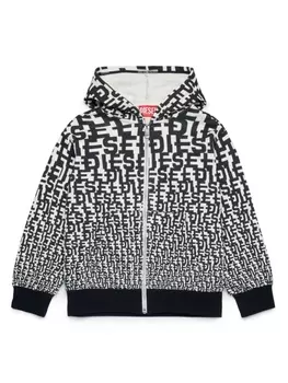 Diesel худи на молнии с монограммой, черный