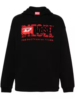 Diesel худи S-Baxt с вышитым логотипом, черный
