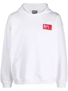 Diesel худи S-Nlabel с логотипом, белый