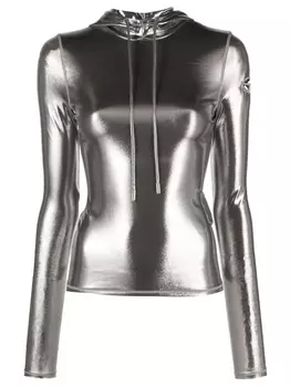 Diesel худи T-Metal-L1 с эффектом металлик, серебристый