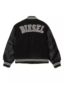 Diesel Kids бомбер с вышитым логотипом, черный