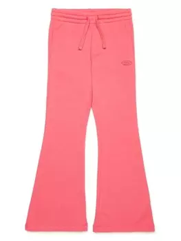 Diesel Kids брюки bootcut с вышитым логотипом, розовый