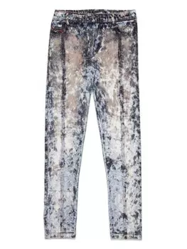 Diesel Kids брюки из синели с нашивкой-логотипом, синий