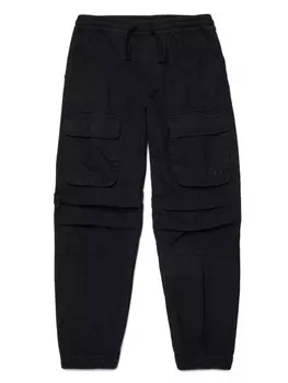 Diesel Kids брюки карго с вышивкой Oval D, черный
