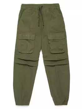Diesel Kids брюки карго с вышивкой Oval D, зеленый