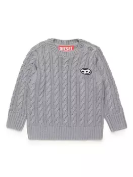 Diesel Kids джемпер фактурной вязки с логотипом, серый