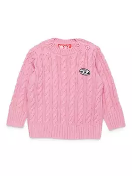 Diesel Kids джемпер фактурной вязки с логотипом, розовый