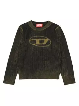 Diesel Kids джемпер из смесовой шерсти с логотипом, зеленый