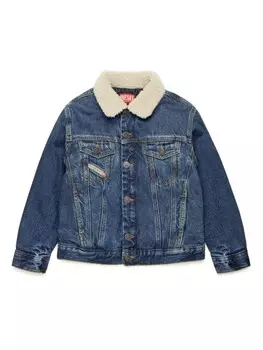 Diesel Kids джинсовая куртка с контрастным воротником, синий