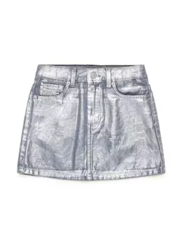 Diesel Kids джинсовая юбка с эффектом металлик, серебристый
