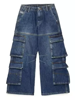 Diesel Kids джинсы прямого кроя с эффектом потертости, синий