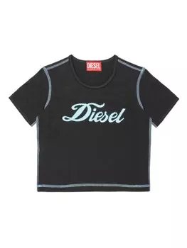 Diesel Kids футболка из джерси с логотипом, черный