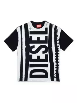Diesel Kids футболка из хлопка с логотипом, черный
