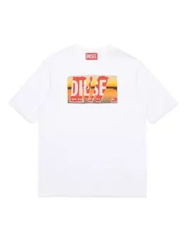 Diesel Kids футболка из хлопка с нашивкой-логотипом, белый