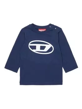 Diesel Kids футболка из хлопка с овальным D-образным принтом, синий